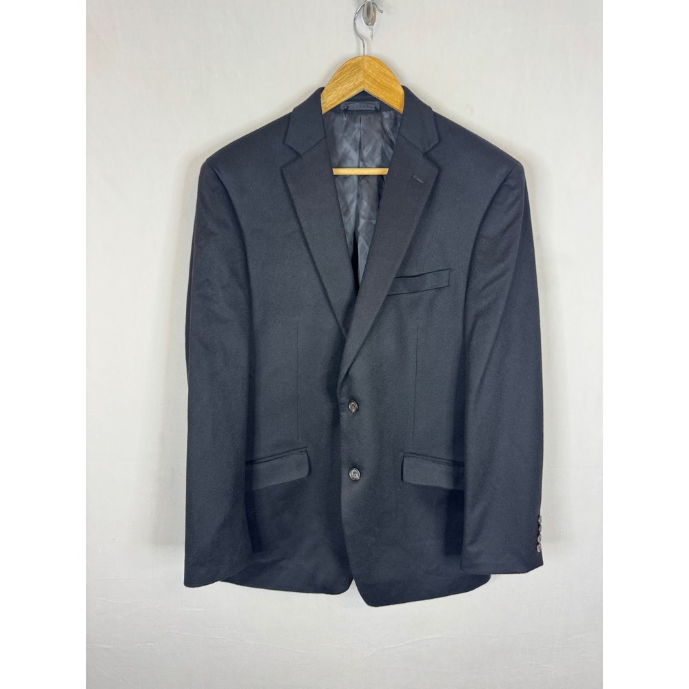 Black Cashmere Blend Men 42 Two Button Blazer Sport Coat Jacket‎ Mens